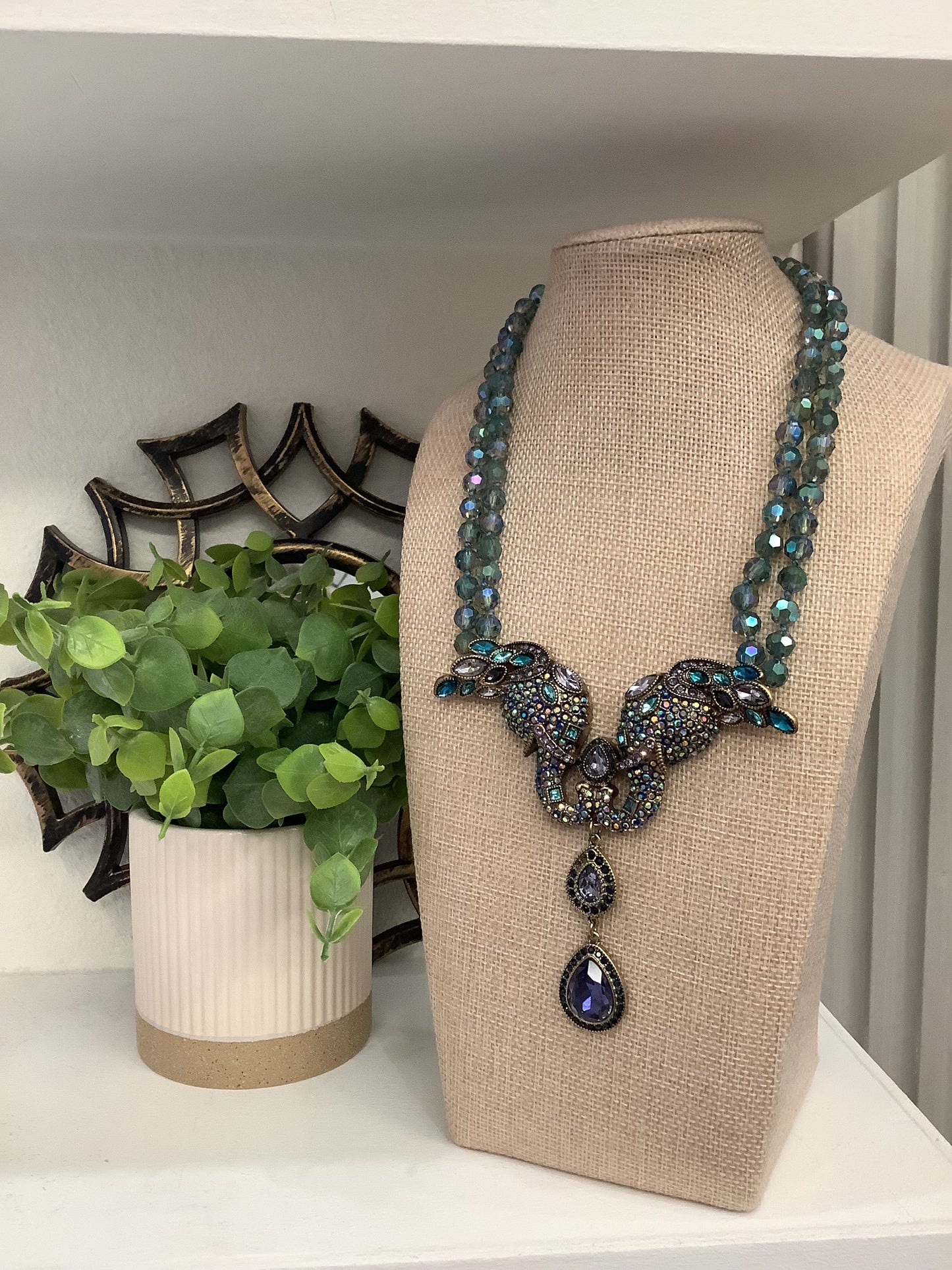 Elegant Elephants Statement Necklace (18” long + 2” extender)