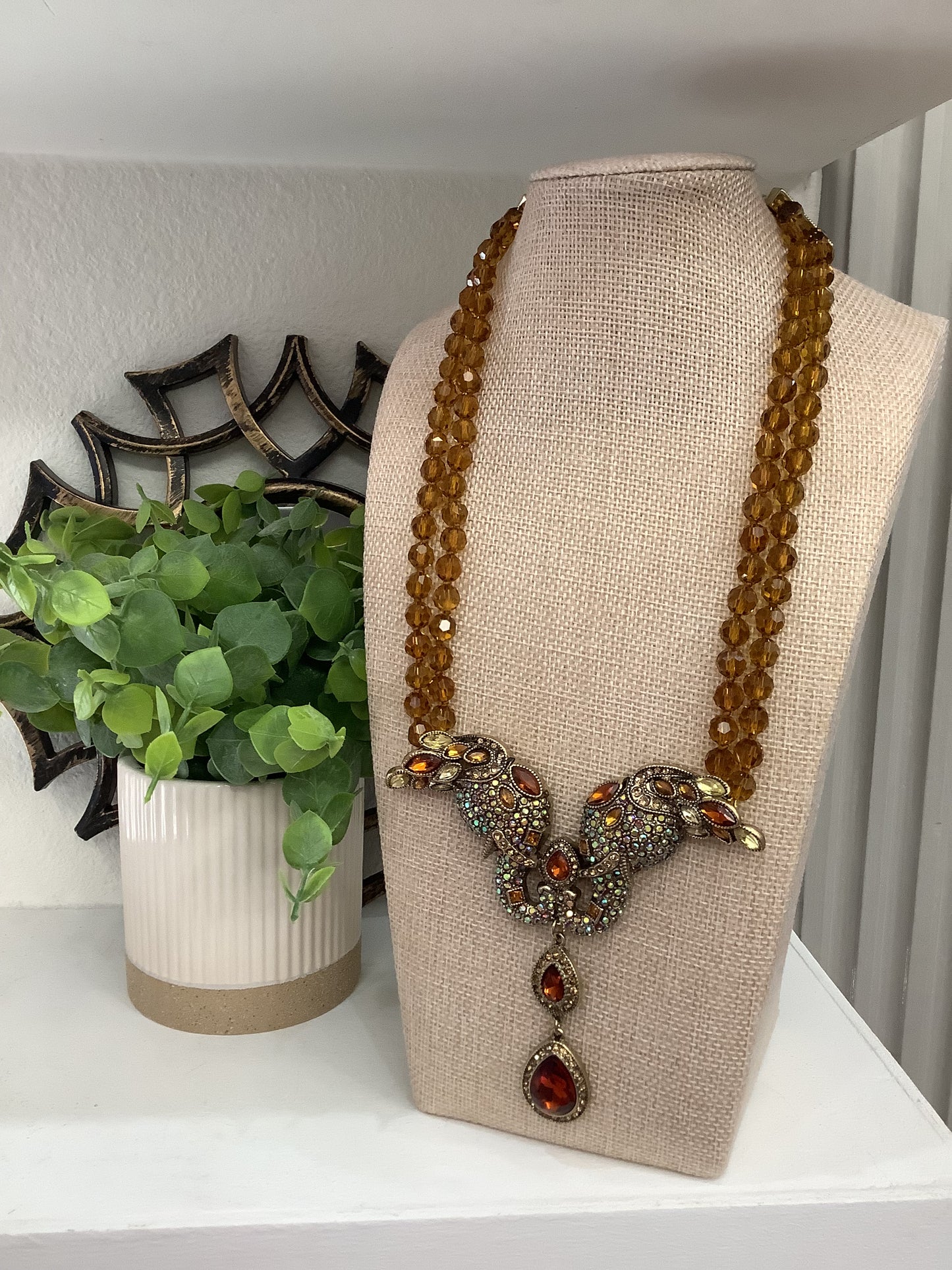 Elegant Elephants Statement Necklace (18” long + 2” extender)