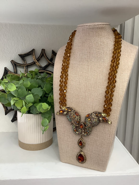 Elegant Elephants Statement Necklace (18” long + 2” extender)