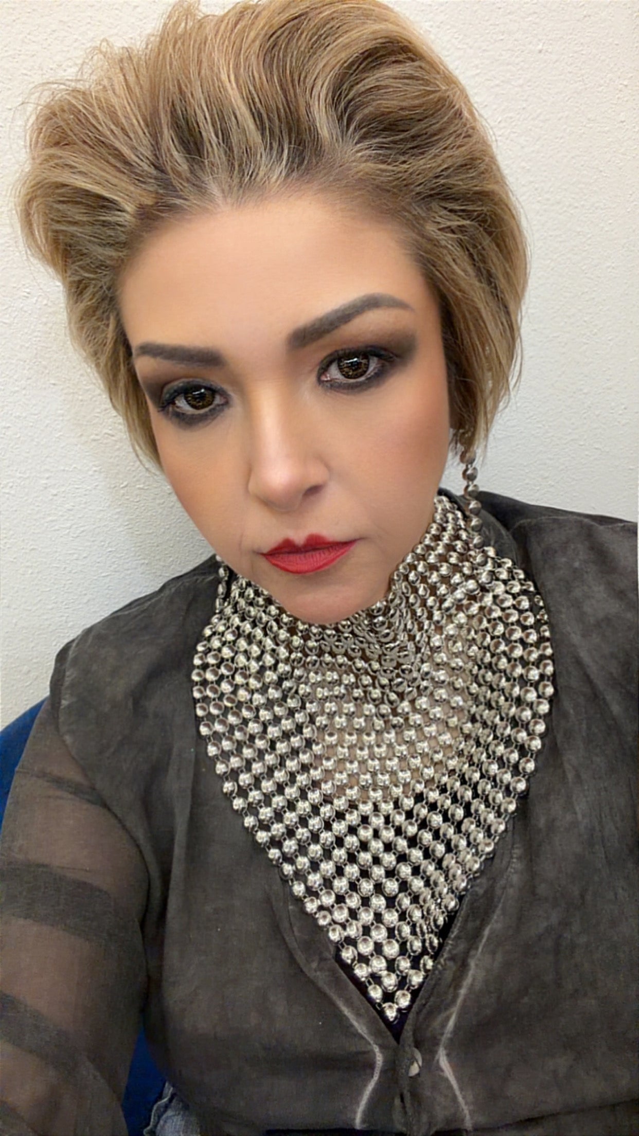 Metal Ball Fringe Collar Statement Necklace