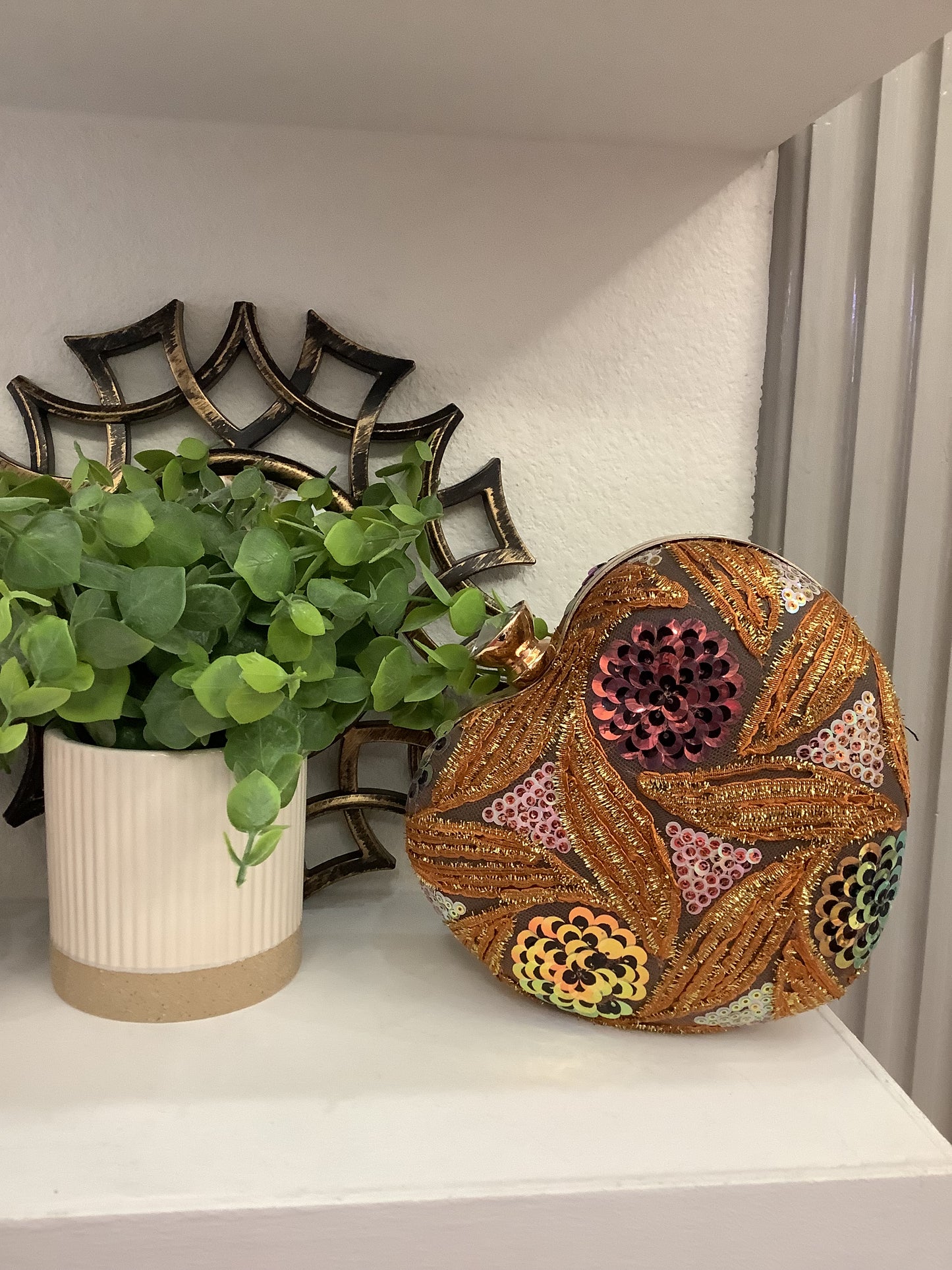 Embroidered Heart Clutch/Handbag