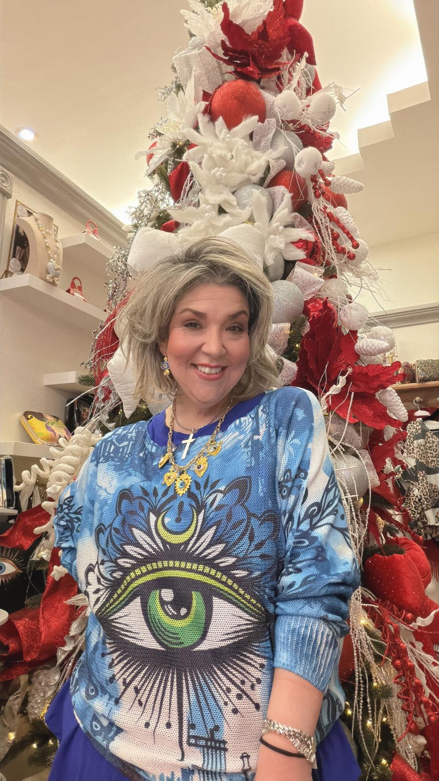 Italian Sweaters, Round Neck and Knit Printed