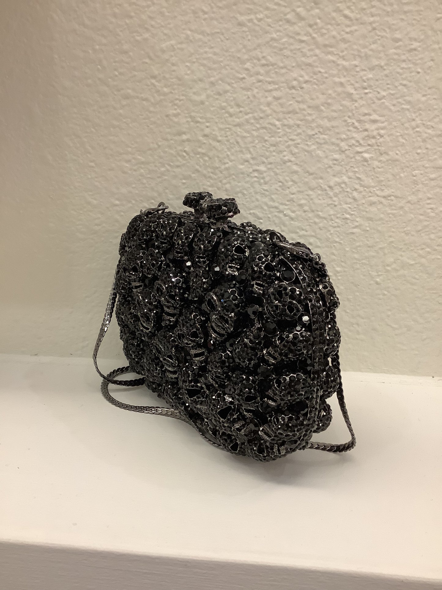 Black Skulls Edgy Elegance Jewel-Tone Hard Clutch/Handbag