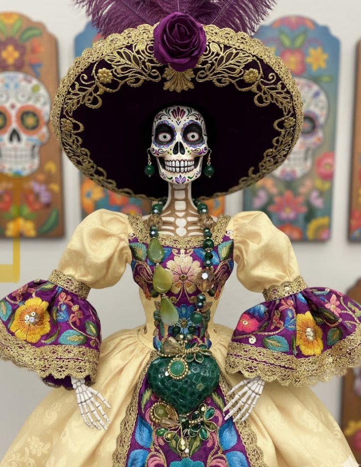 Ornate Handmade Artisan Mosaic Heart and Gemstones Necklace Set w/ Matching Earrings (18” long + 2”extender)