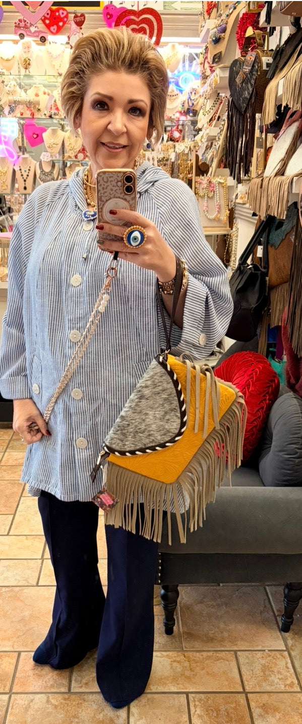 Western “Boho” Envelope Shape Clutch/Handbag (mustard)