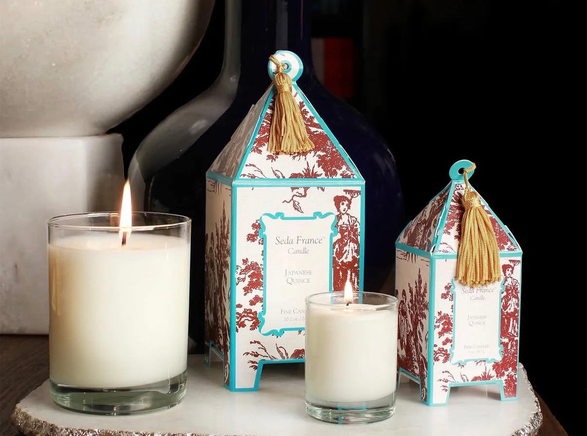 Japanese Quince Toile Pagoda Candle