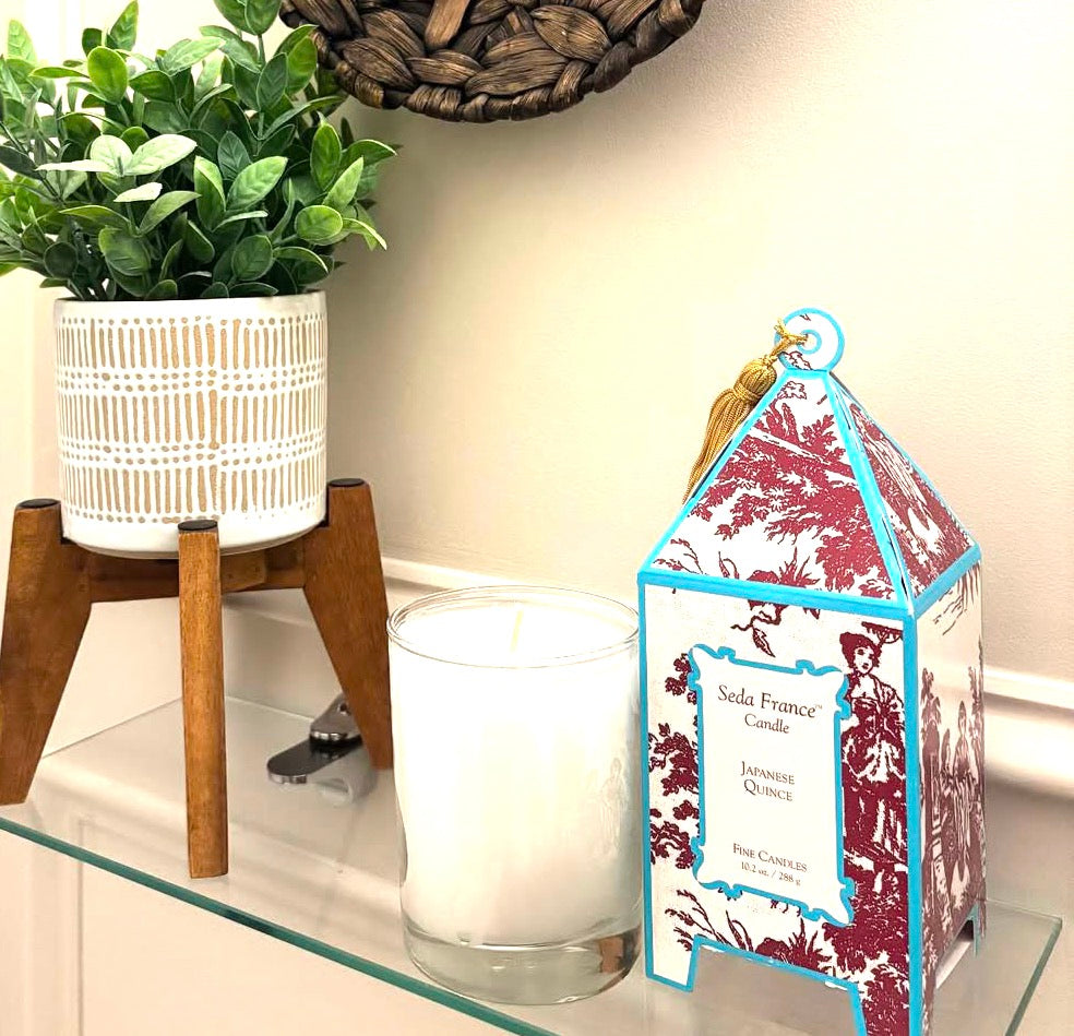 Japanese Quince Toile Pagoda Candle