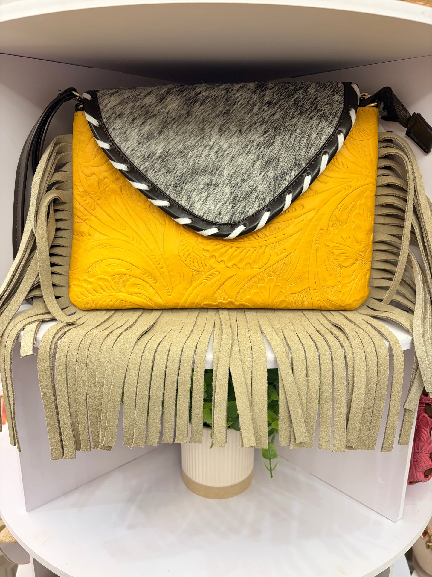 Western “Boho” Envelope Shape Clutch/Handbag (mustard)