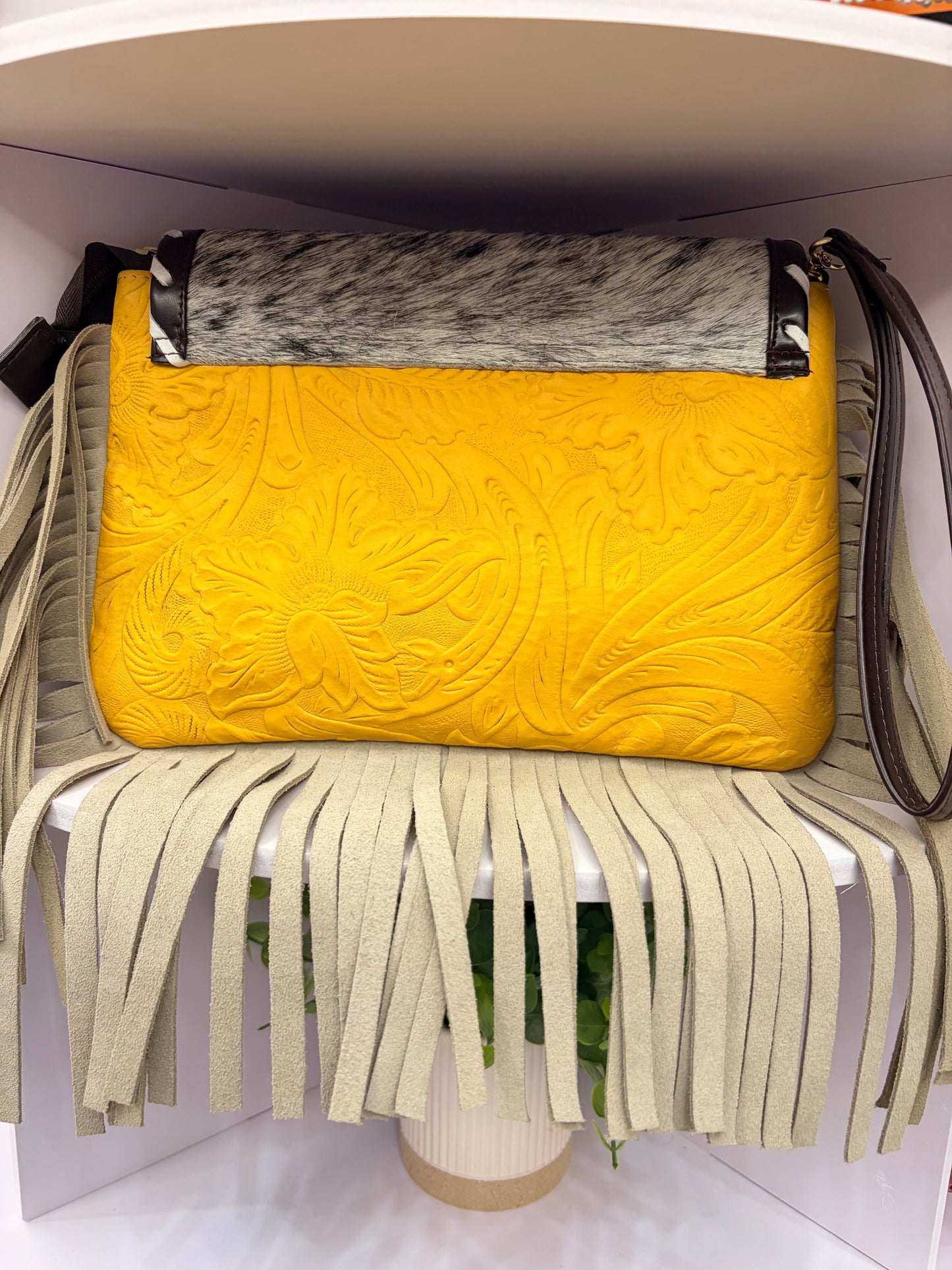 Western “Boho” Envelope Shape Clutch/Handbag (mustard)