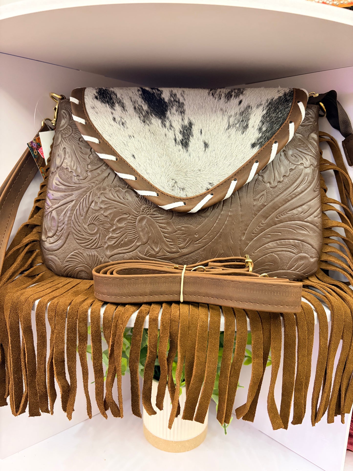 Western “Boho” Envelope Shape Clutch/Handbag (brown)