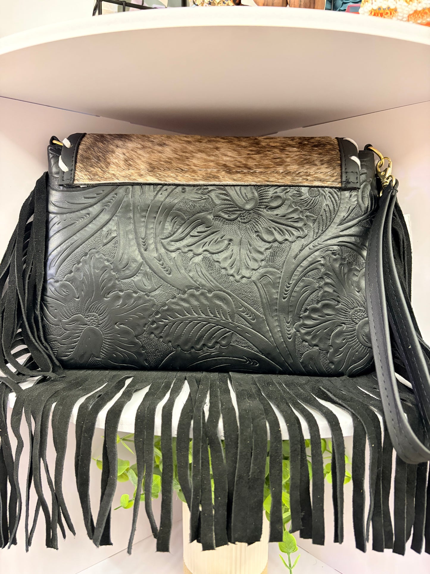 Western “Boho” Envelope Shape Clutch/Handbag (black)