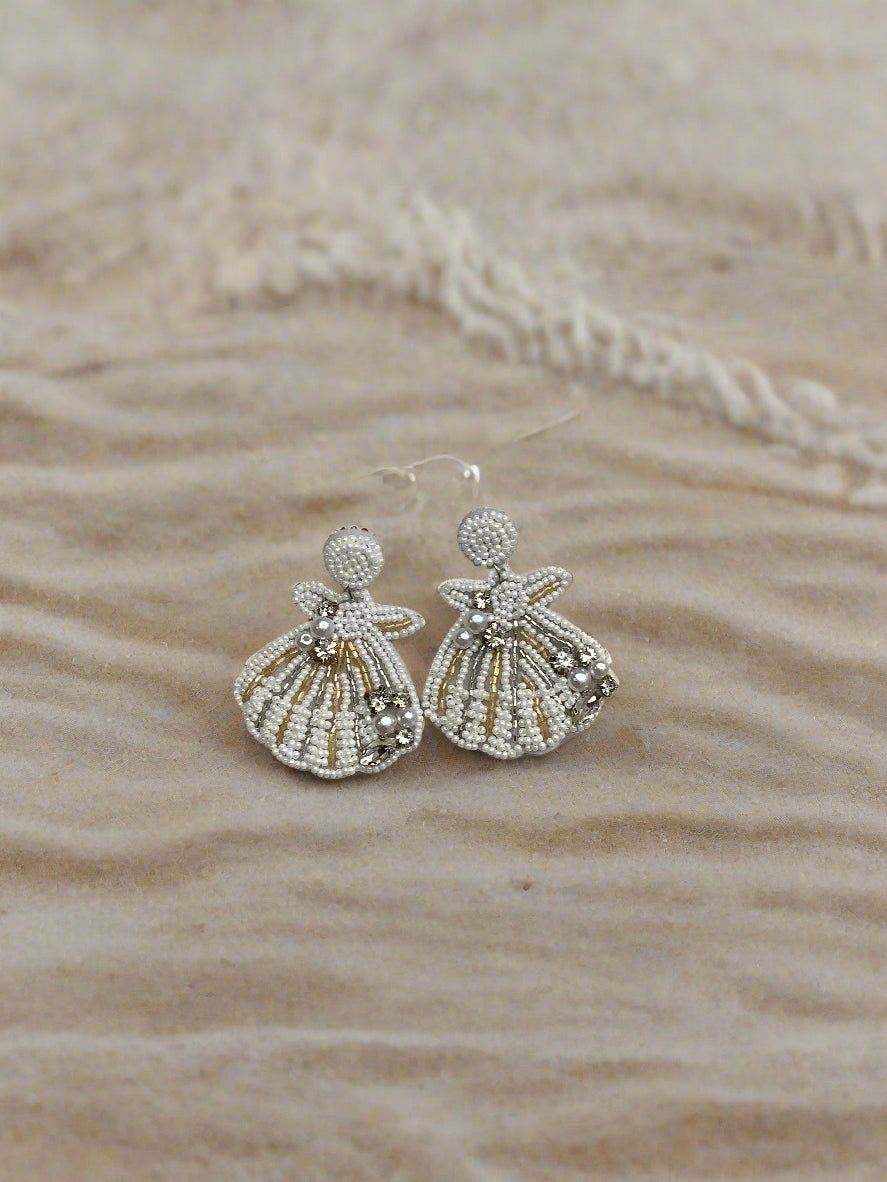 Seashell Beaded Sparkly Earrings