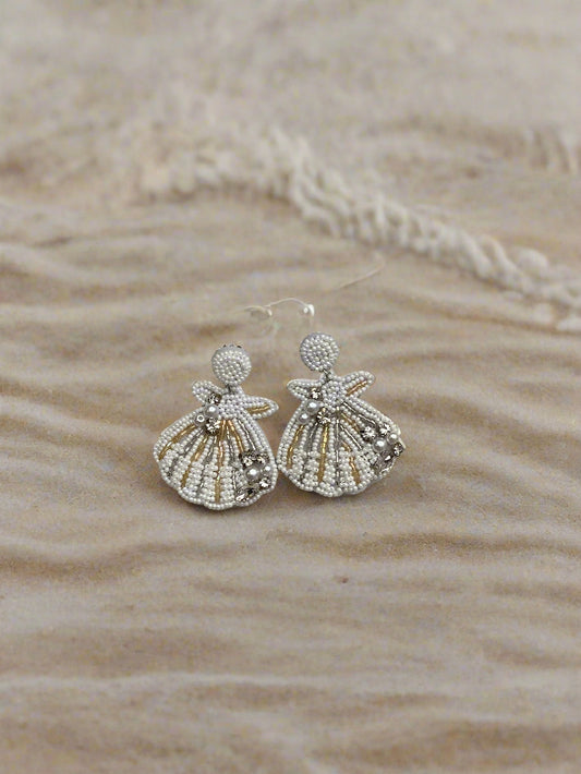 Seashell Beaded Sparkly Earrings
