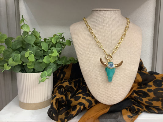 Boho style “bull head” Gold plated Jewel (18” plus a 2 inch extender)