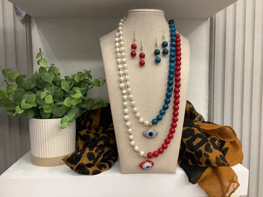 Handmade Mexican-Artisan Gemstones for Protection Teal and Red