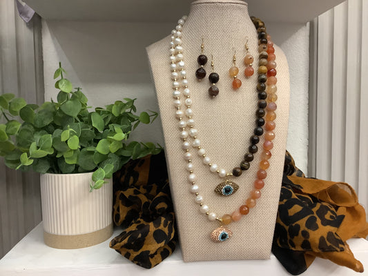 Handmade Mexican-Artisan Gemstones for Protection Brown-Tigers Eye and Orange