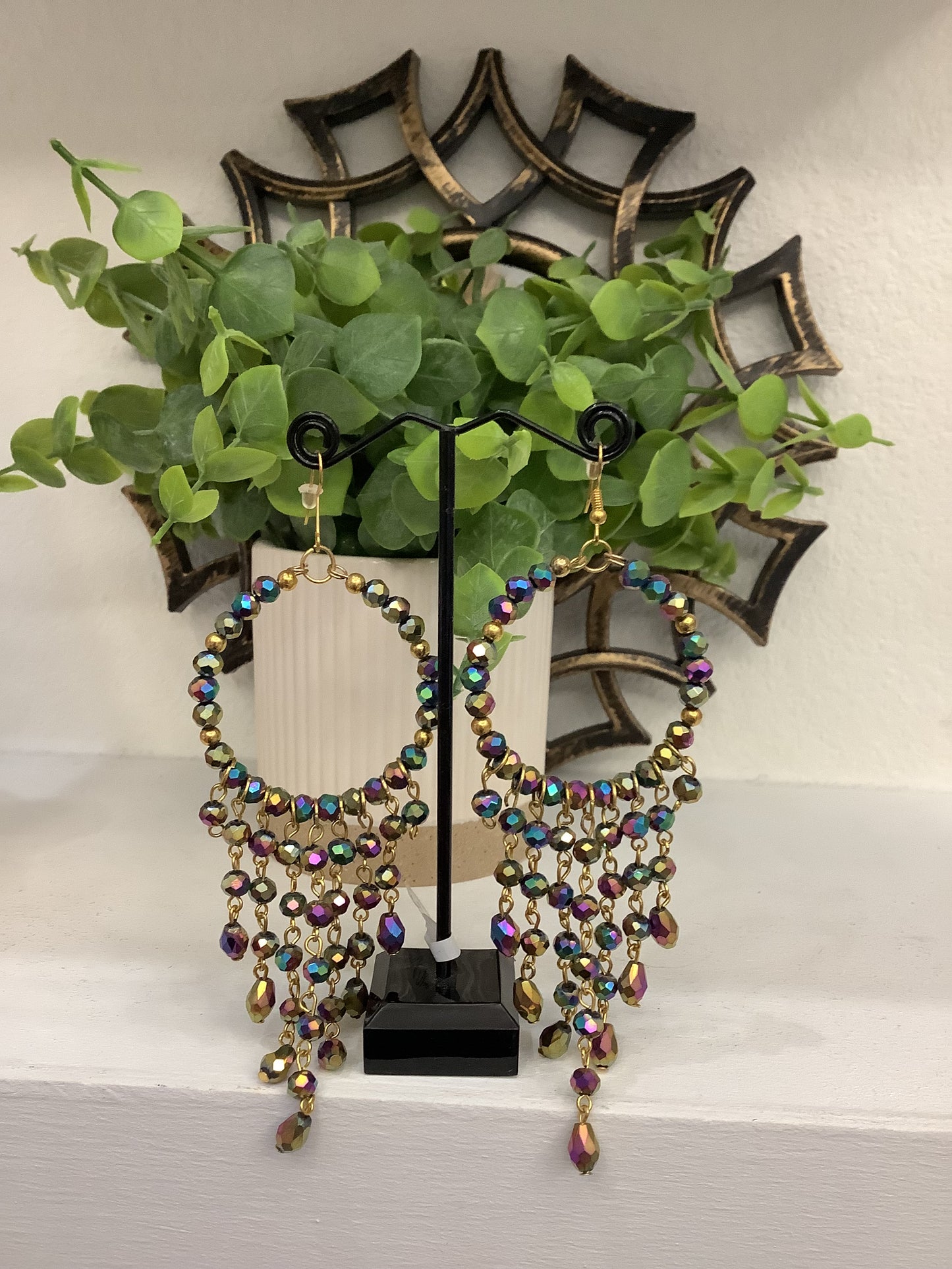 Artisan Earrings Multi-colored Crystals