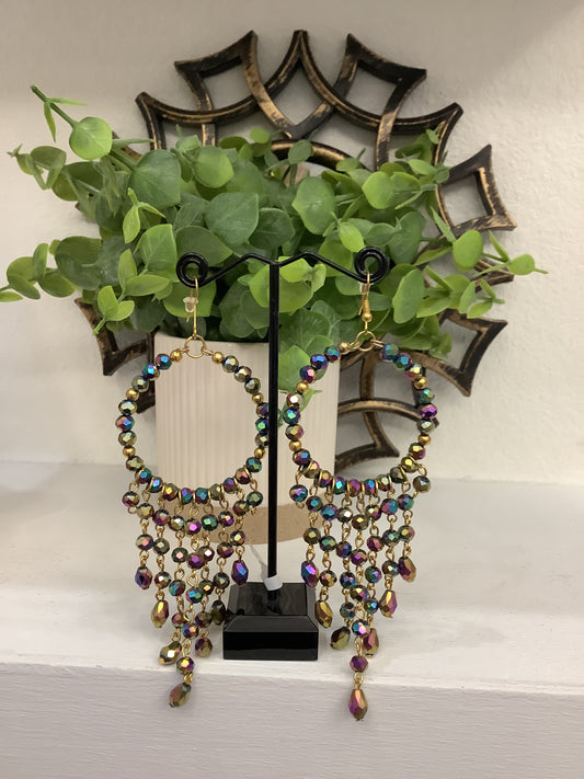 Artisan Earrings Multi-colored Crystals