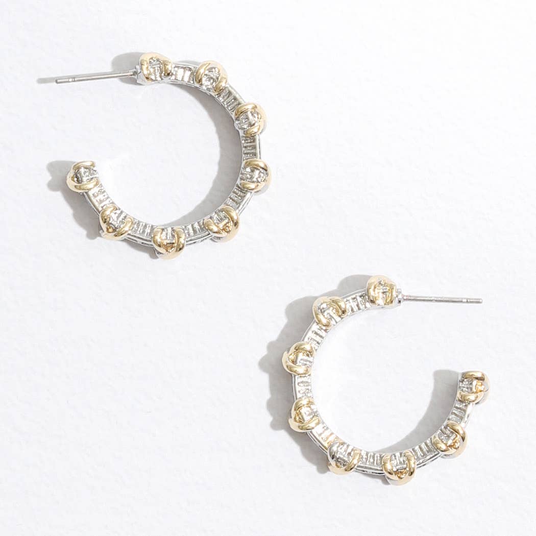 Hoop Two-Tone Cross Post Earrings