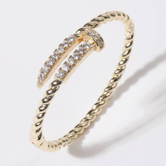 Pave Edge Twisted Gold Plated Inspired Bangle