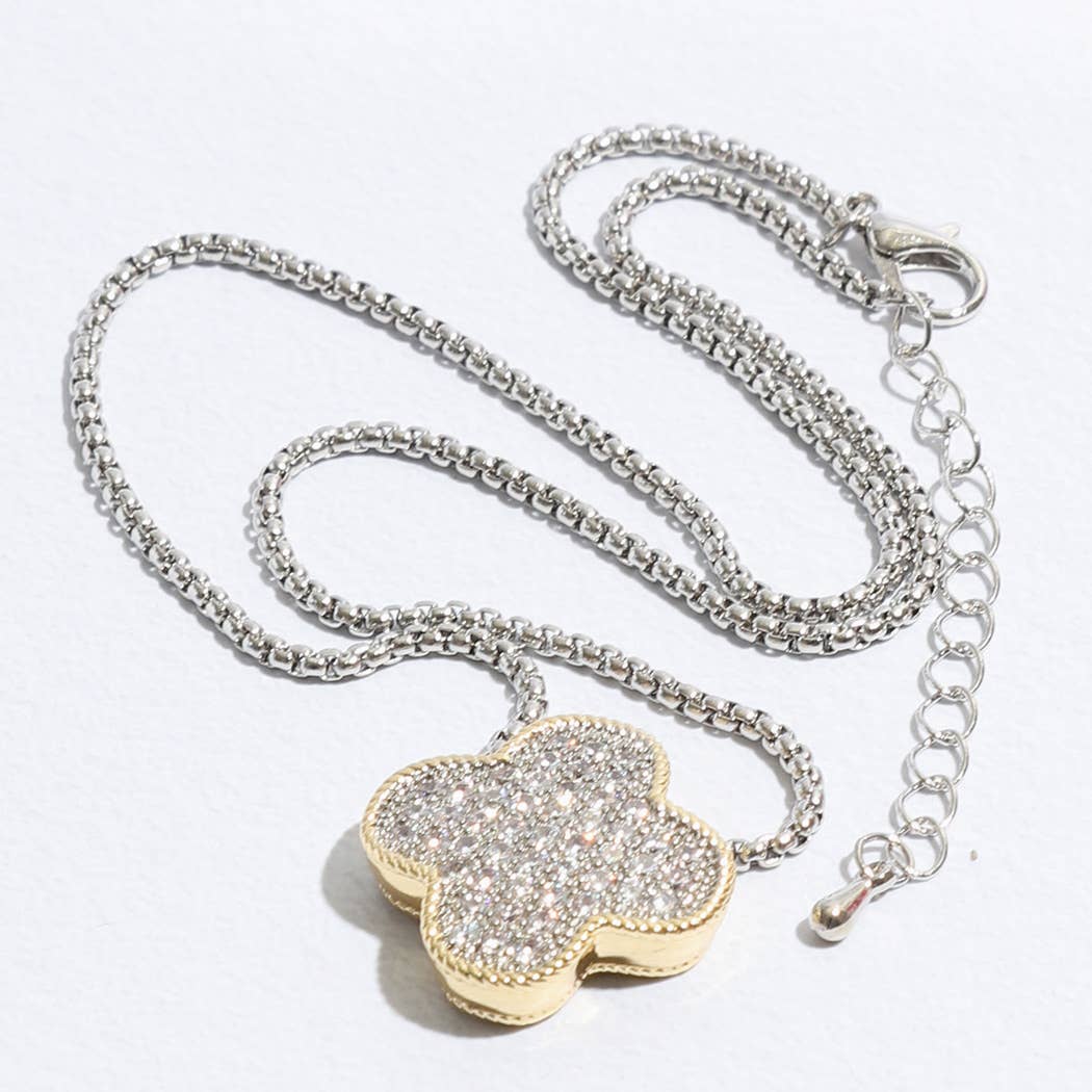 Two-Tone Clover Pendant Necklace
