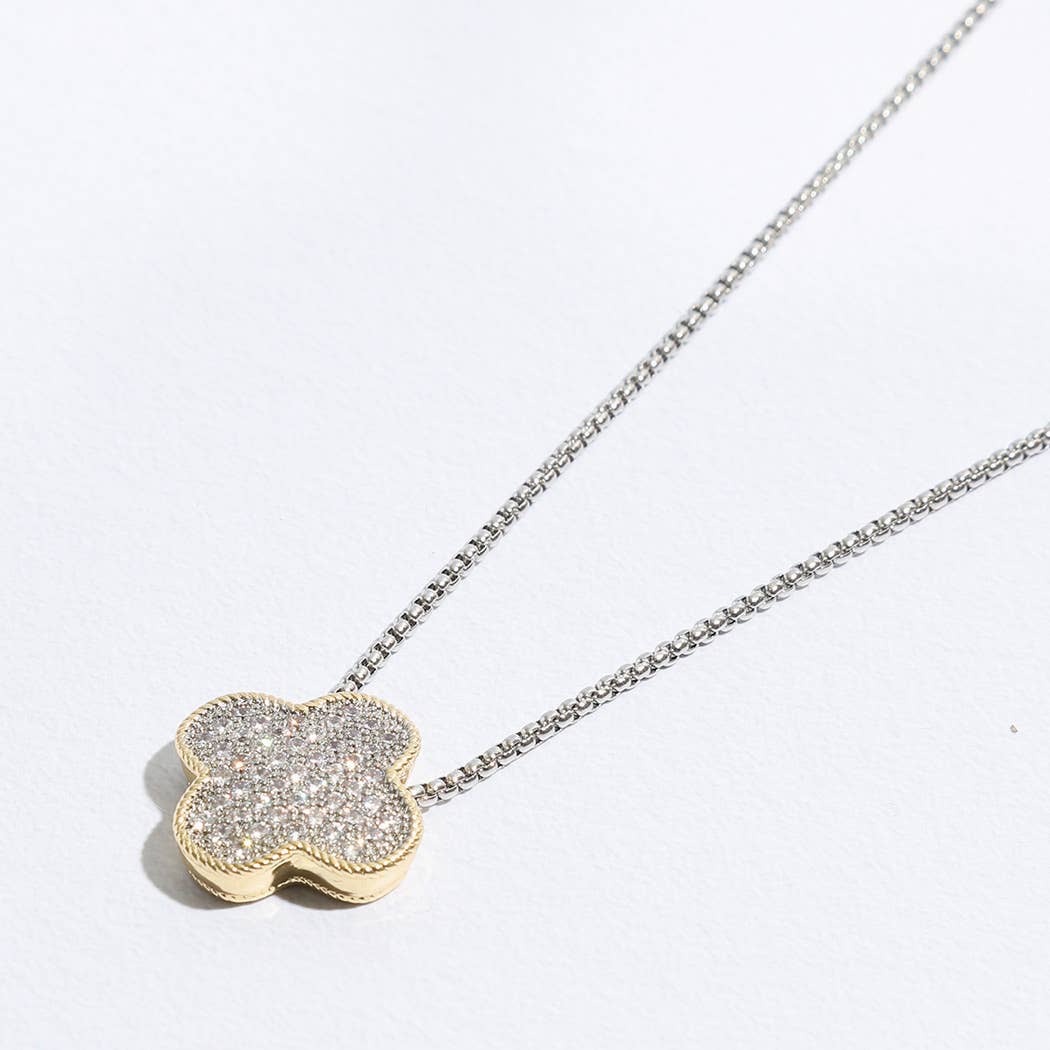 Two-Tone Clover Pendant Necklace