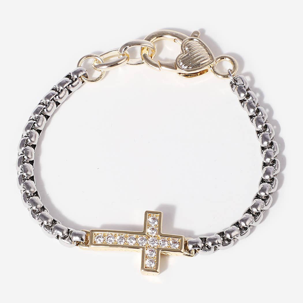 Two-tone Cross Box Bracelet