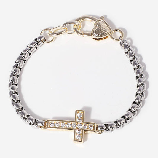 Two-tone Cross Box Bracelet