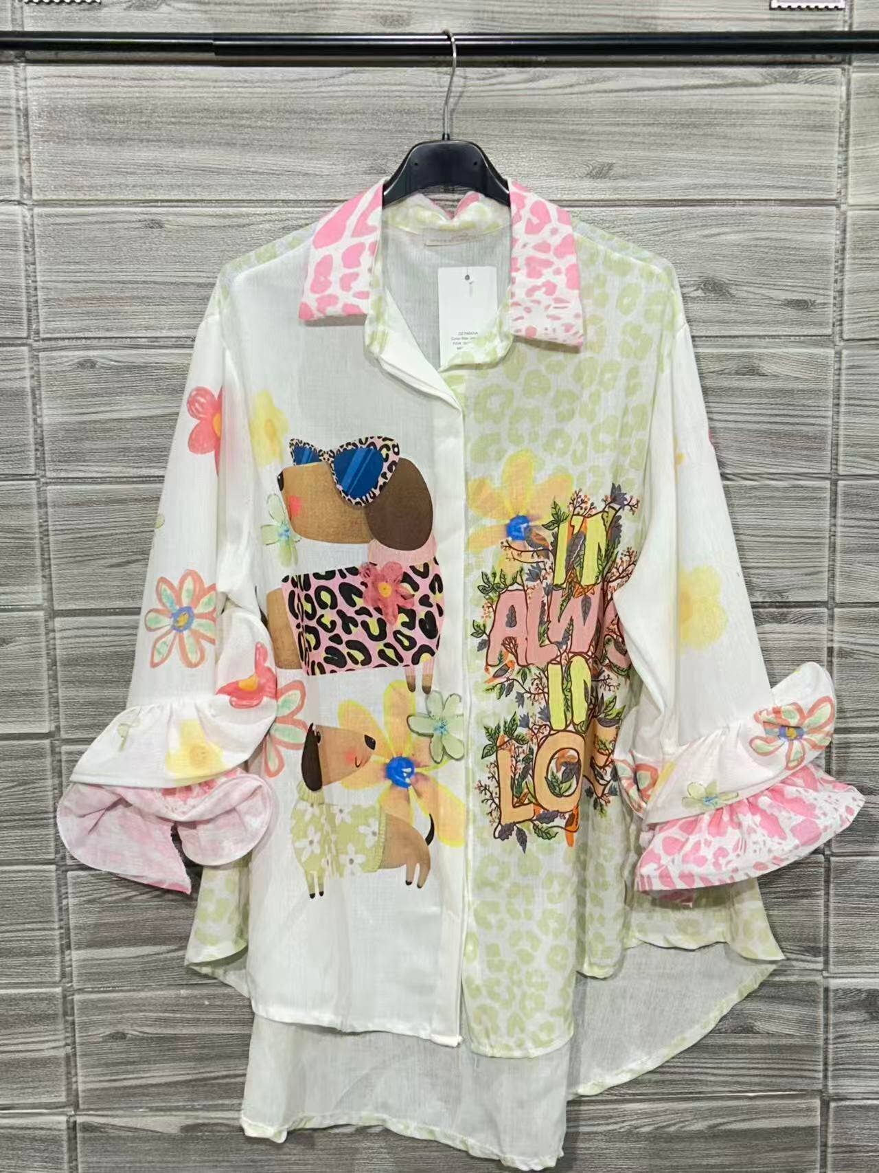 “Fancy Pup” Italian Printed Blouse