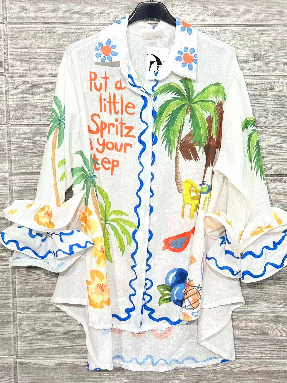 “SPRITZ” Italian Printed Blouse (White)