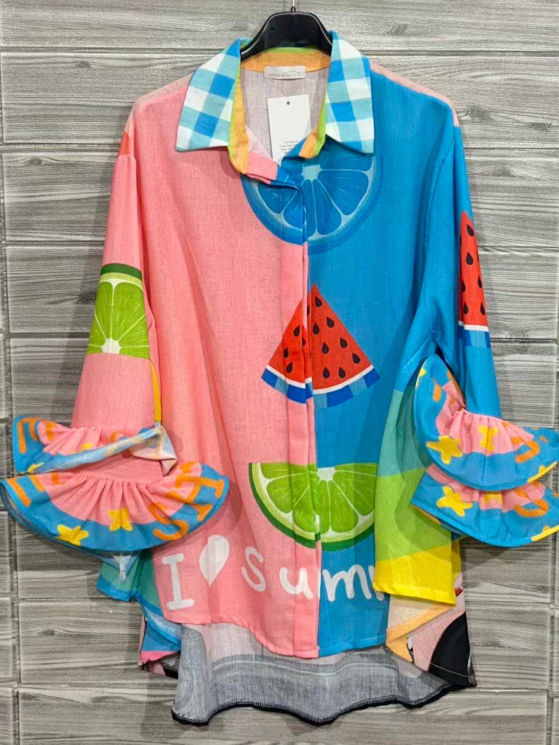 “I ❤️ SUMMER” Italian Printed Blouse (Blush)
