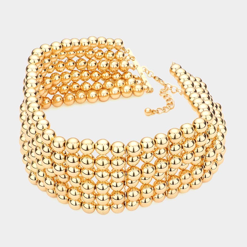 Metal Ball Link Choker Necklace