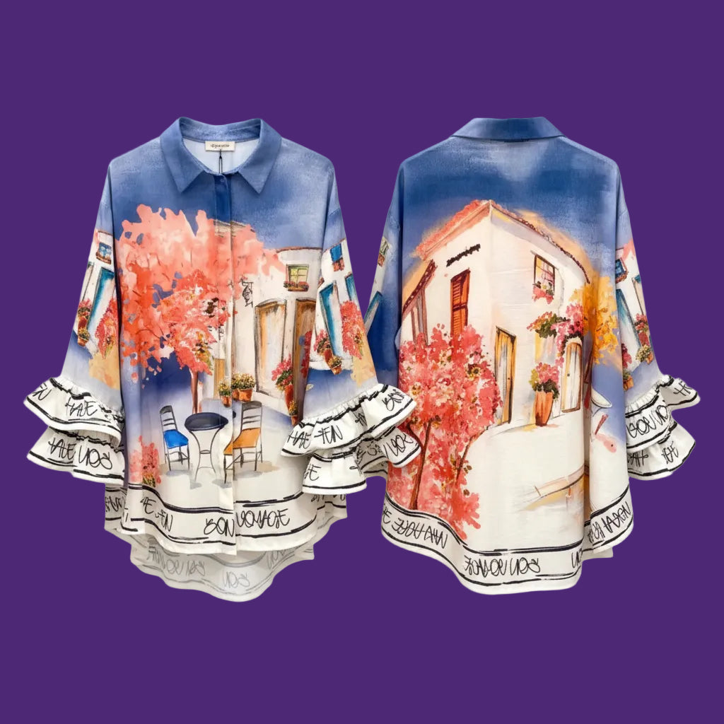 “Bon Voyage” Italian Puff Sleeve Blouse