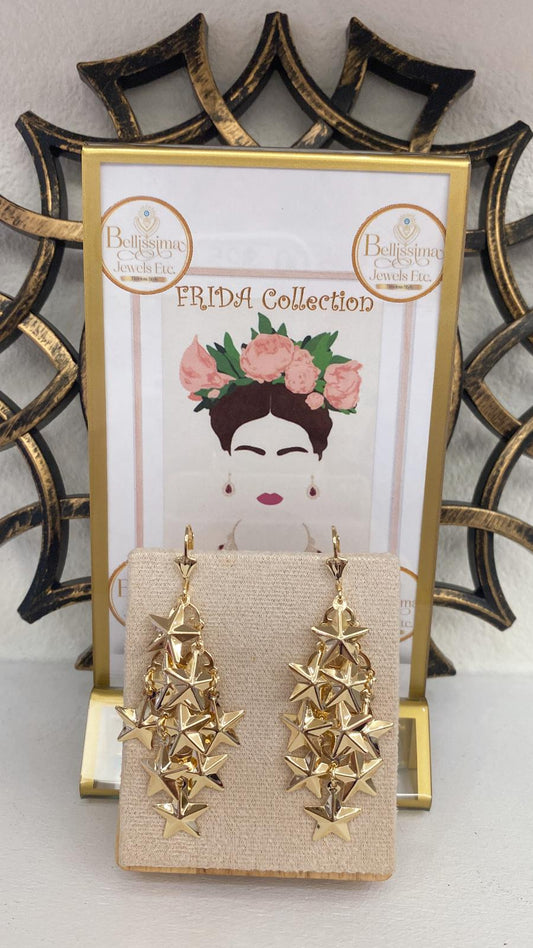 Laminated Gold Artisan Star Earrings (14K)