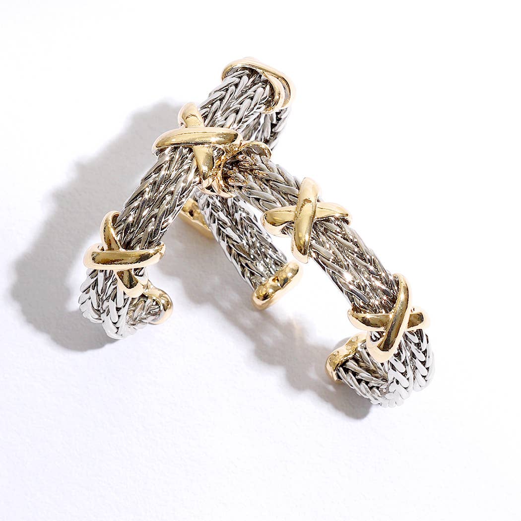 Braided Two-Tone Bangle Bracelet