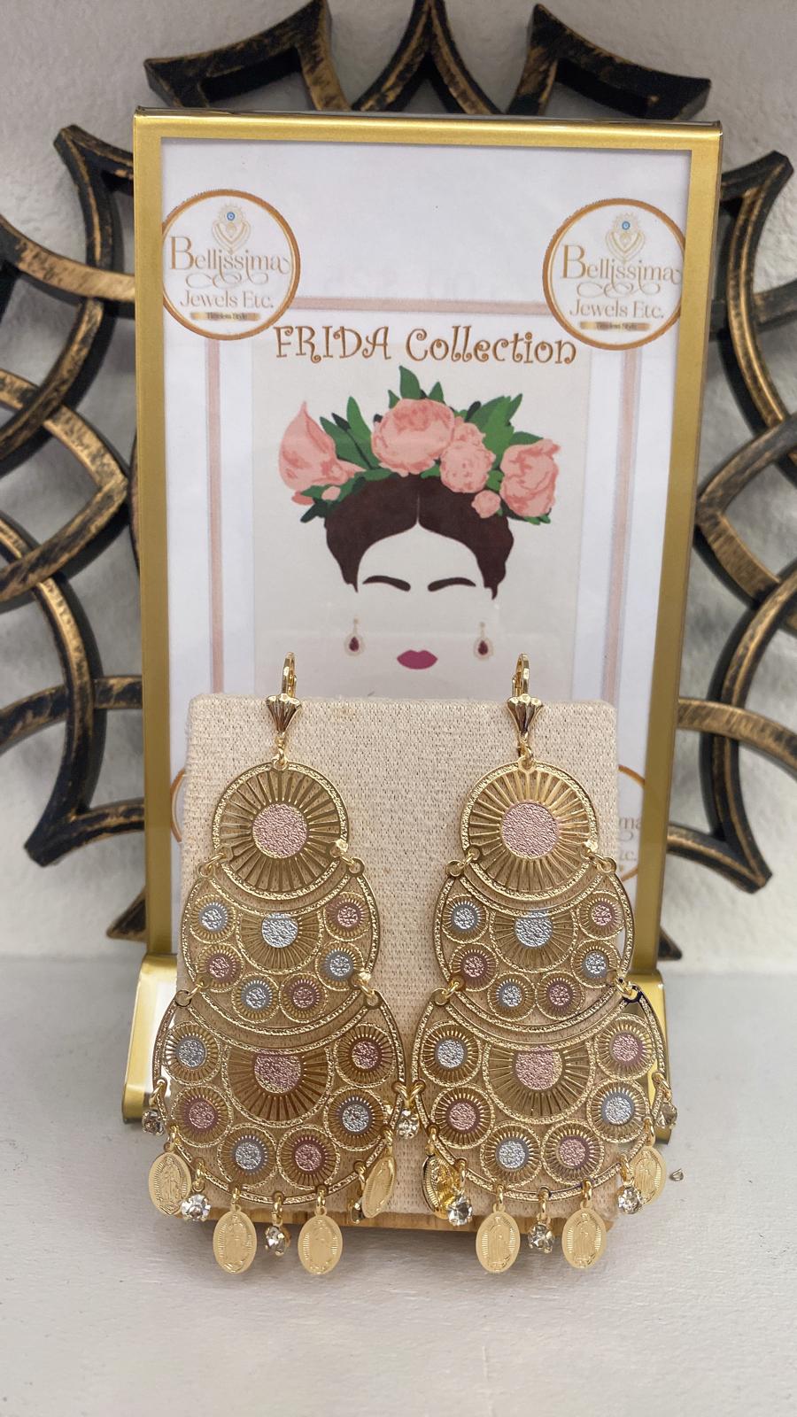 Laminated Gold Artisan Chandelier Circle Earrings (14K)