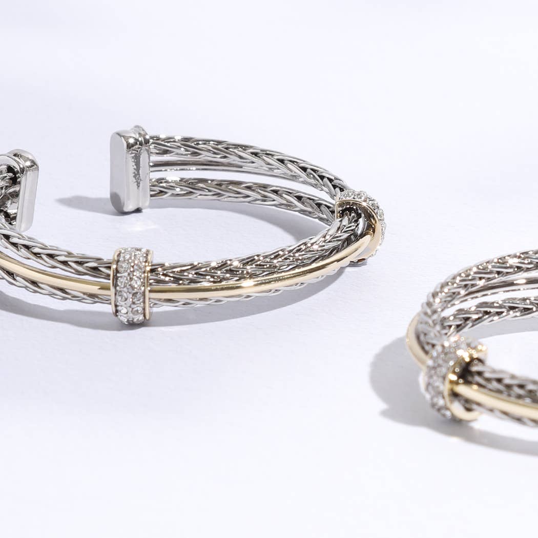 Layered Wheat Chain Cuff Bangle Style