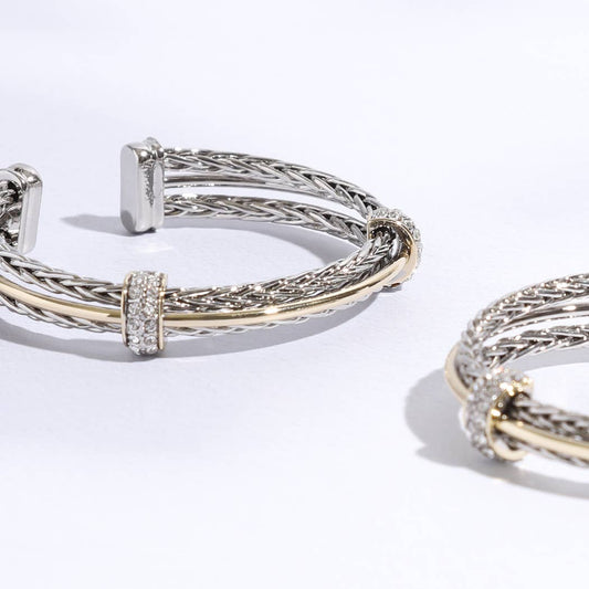 Layered Wheat Chain Cuff Bangle Style