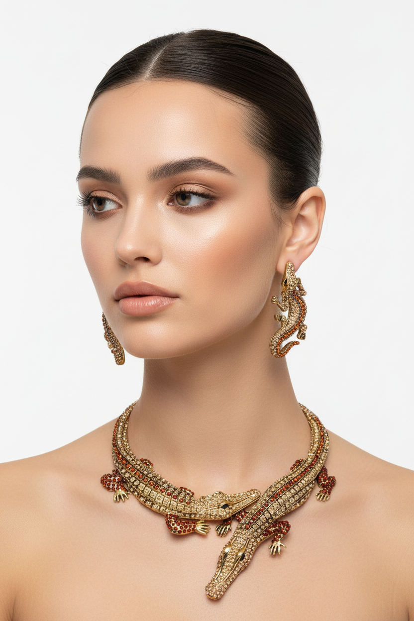 Double Alligator Evening Necklace